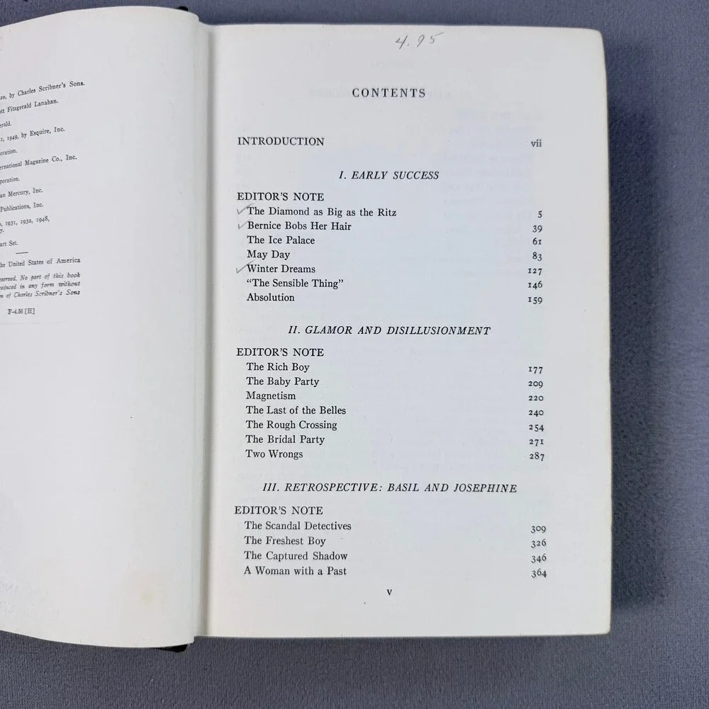 F. Scott Fitzgerald The Stories of F. Scott Fitzgerald Hardcover 1951 Anthology